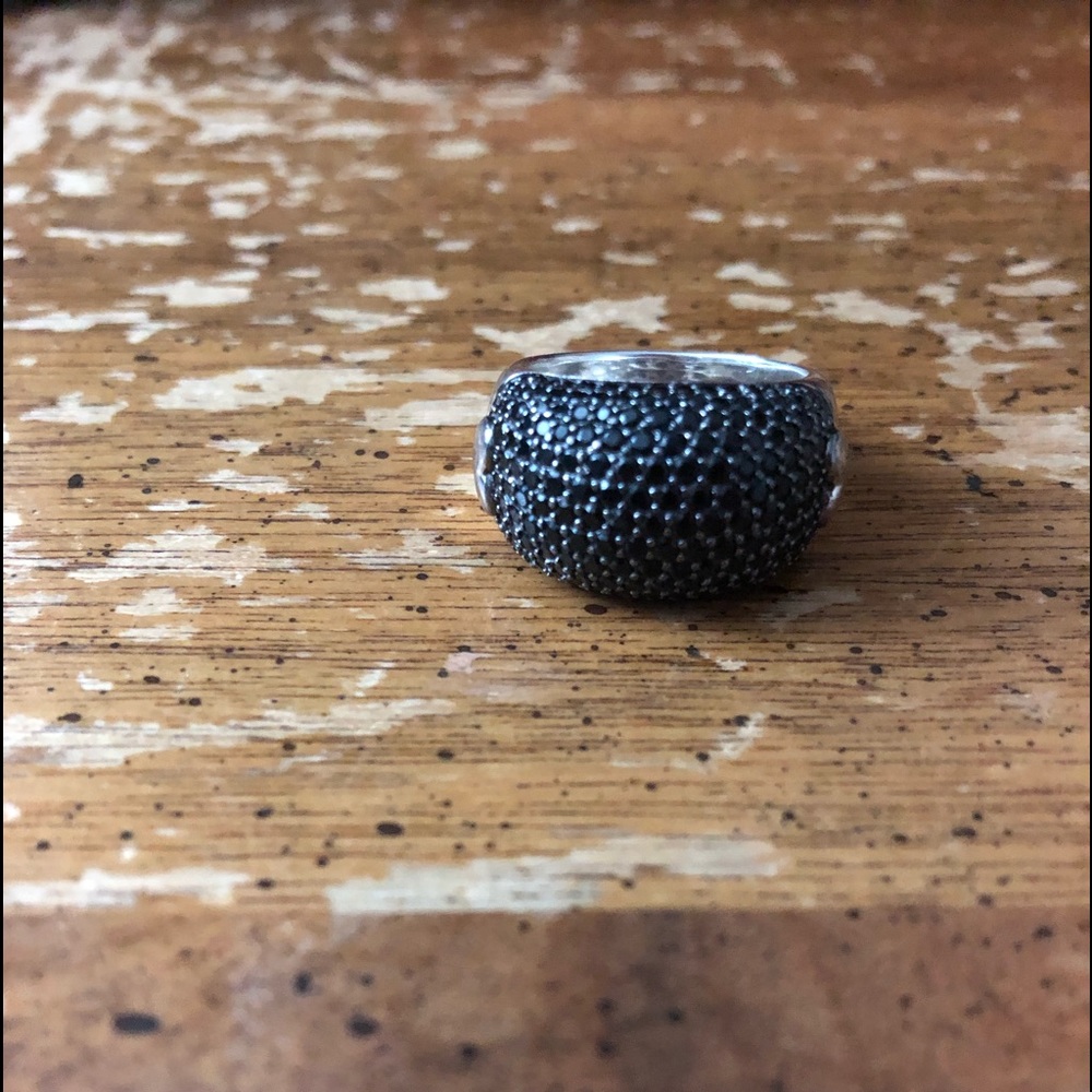 Beautiful black diamond in sterling silver ring